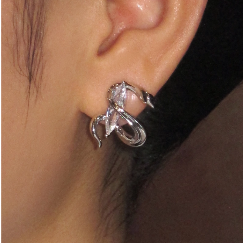 Diamante Snake Earrings - Pair