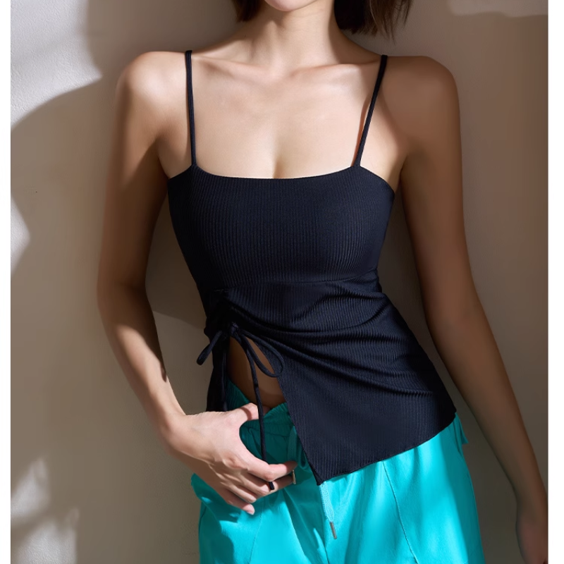 Yoga Pilates Draw-String Fitted Sports Bra