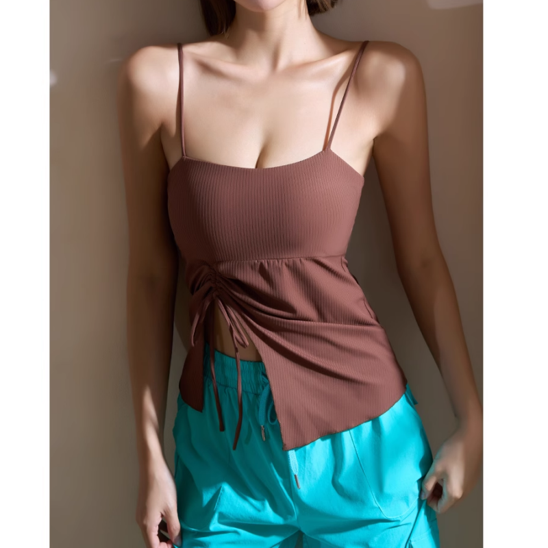 Yoga Pilates Draw-String Fitted Sports Bra
