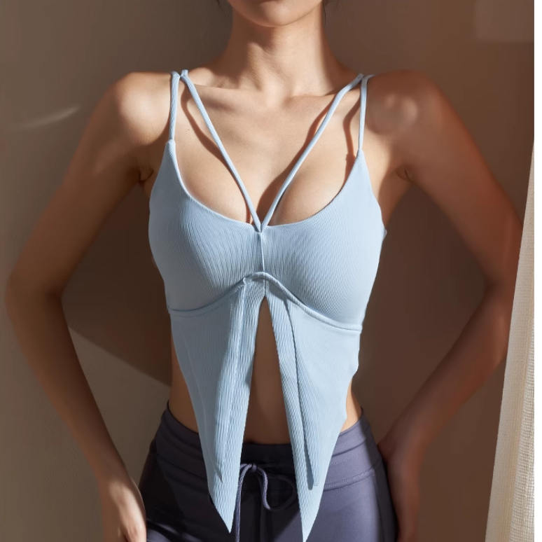 Yoga Pilates Asymmetric Hem Fitted Sports Bra
