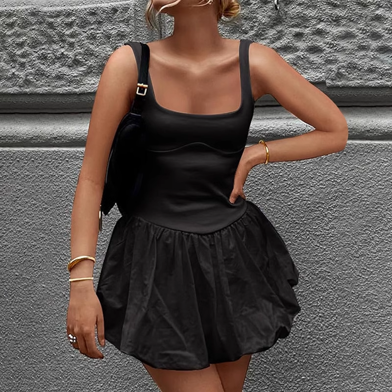 Flounced Hem Mini Dress