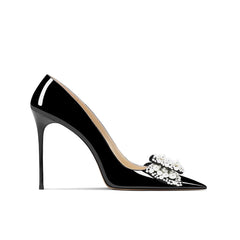Pearl Bow Mid Heel Pumps - 8cm