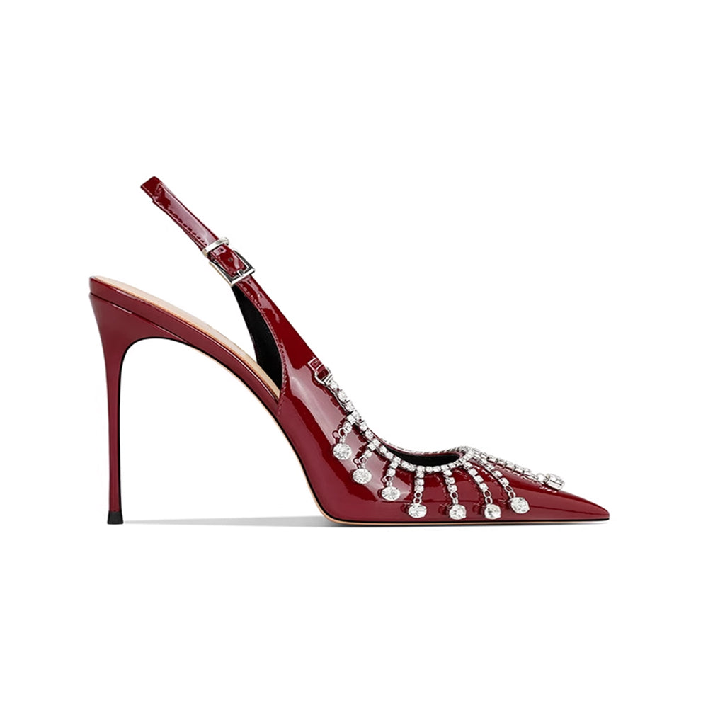 Diamante Fringed Mid Heel Sandals - 8cm