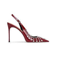 Diamante Fringed Mid Heel Sandals - 8cm
