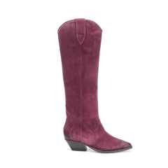 Suede Distressed Knee High Boots