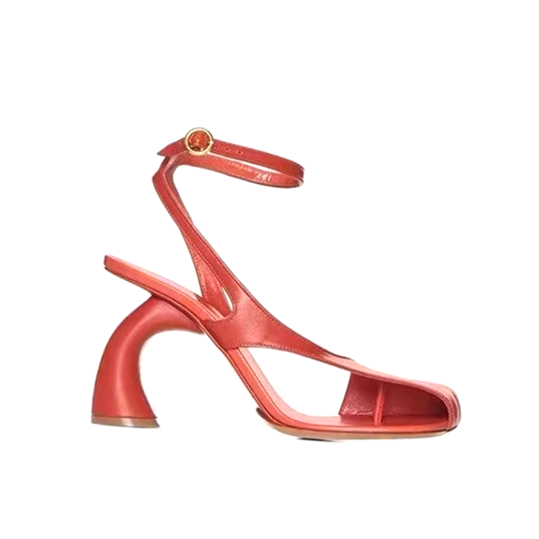 Ankle Strap Curved Heel Sandals