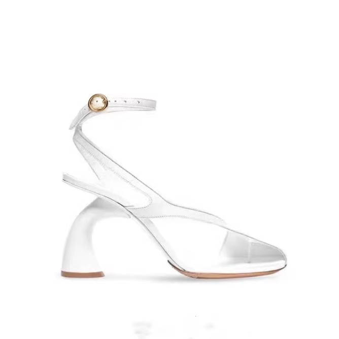 Ankle Strap Curved Heel Sandals