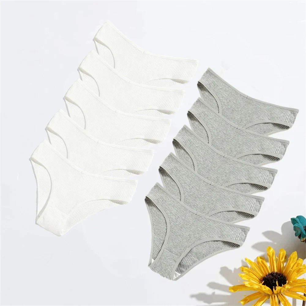 10PCS/Set Classic Black/White/Gray Cotton Panties