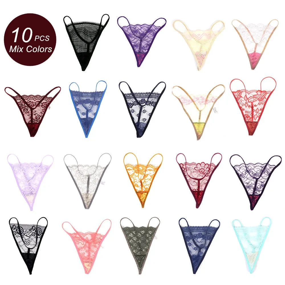 10pcs Sexy Womens Lace Thong