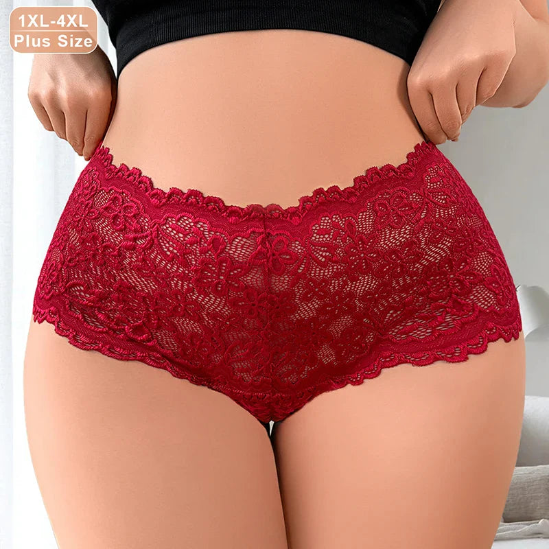1pcs Plus Size 1XL-4XL Floral Embroidery Women Panties