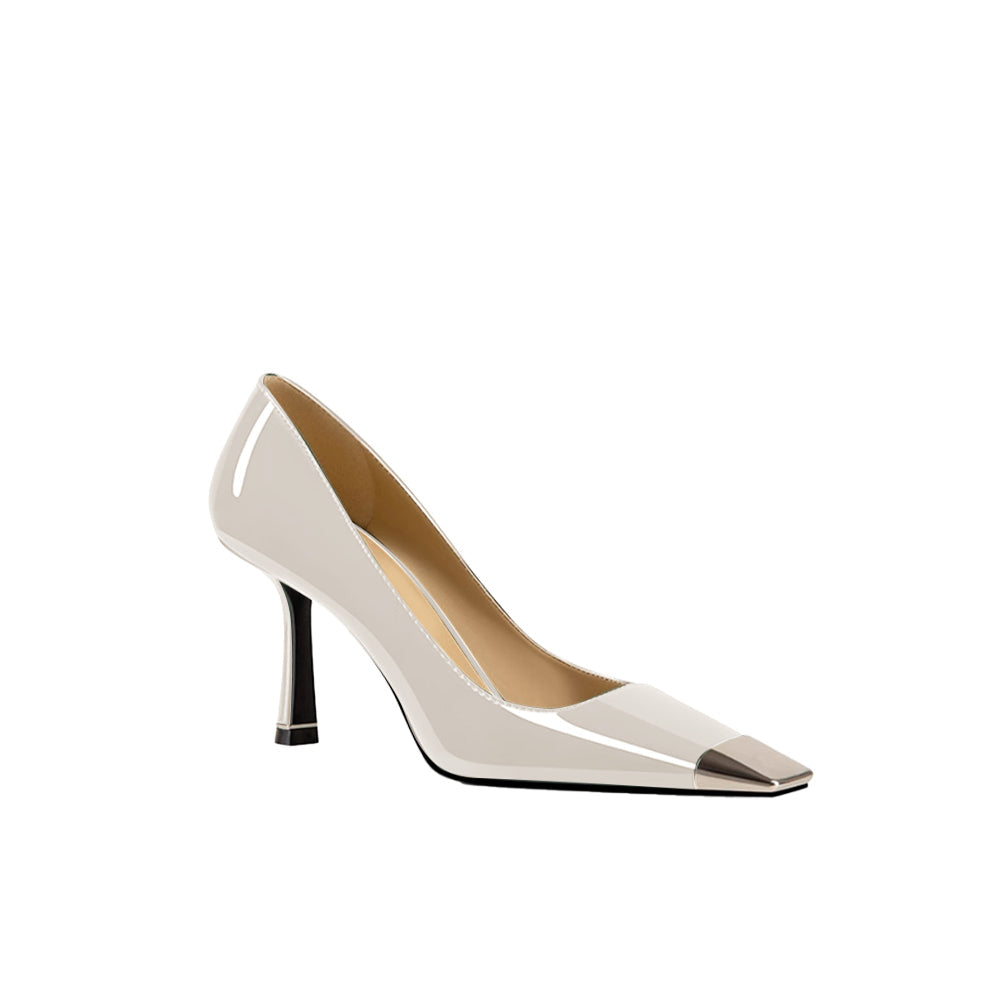 Metal-Plated Kitten Heel Pumps - 6cm