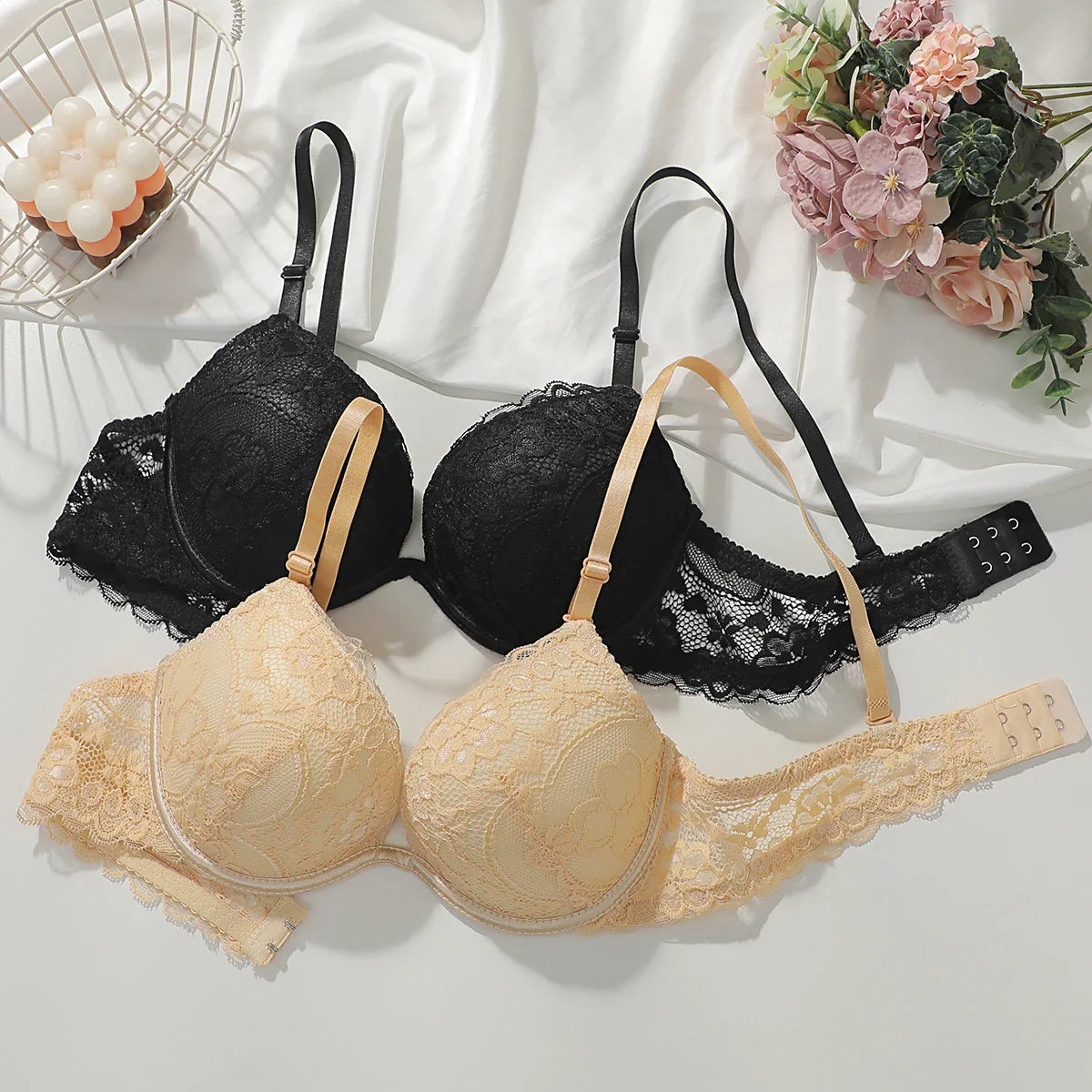 2 Pack Women Lace Push Up Bra