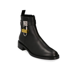 Metal Embellished Leather Ankle Boots