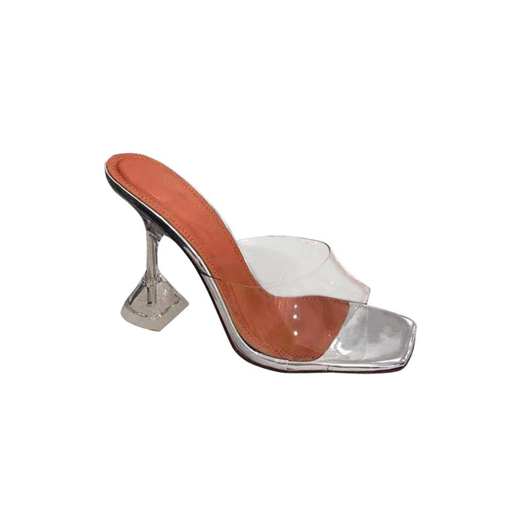 PVC High Heel Naked Mules Sandals