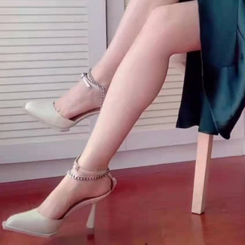 Ankle Strap Patent Leather Mid Heel Sandals