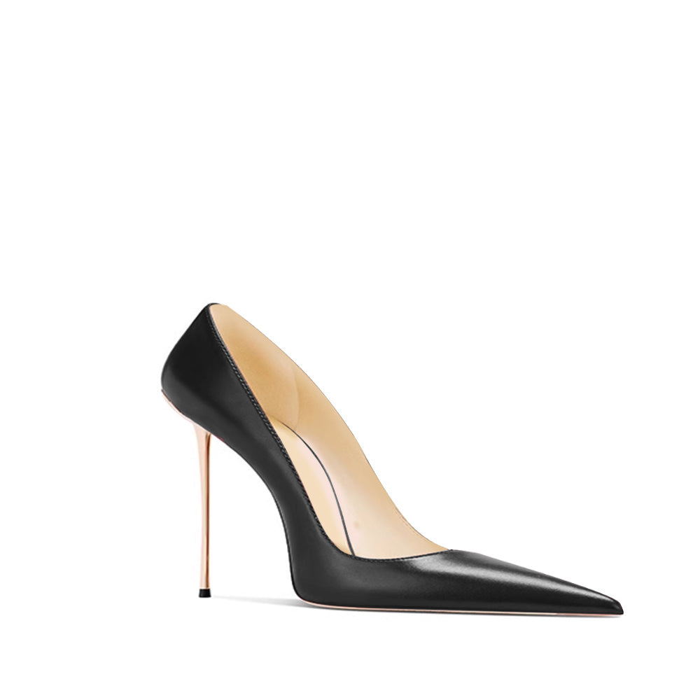 Leather Mid Heel Pumps