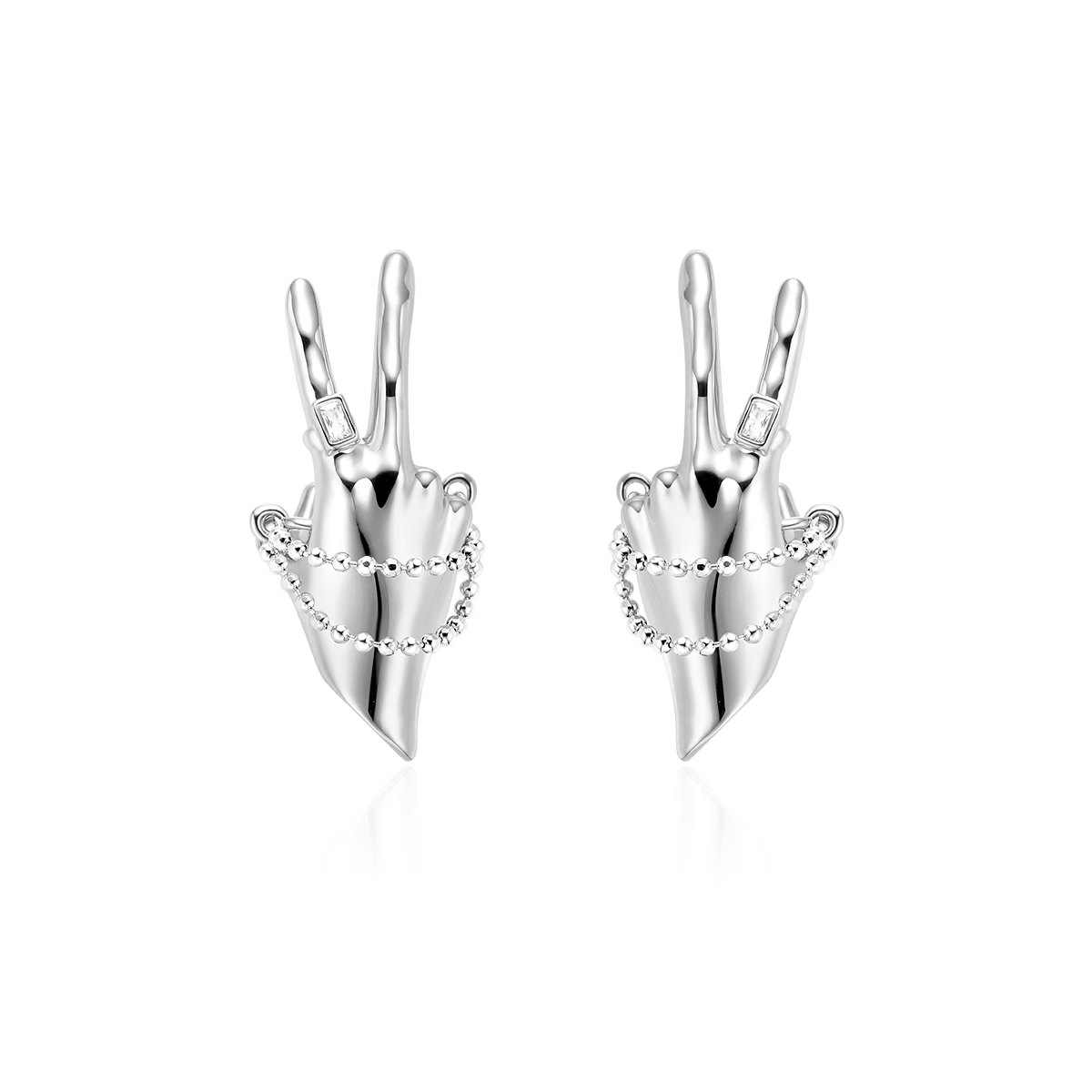 Diamante Finger Earrings - Pair