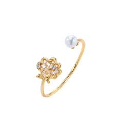 Flower And Pearl Opening Bracelet