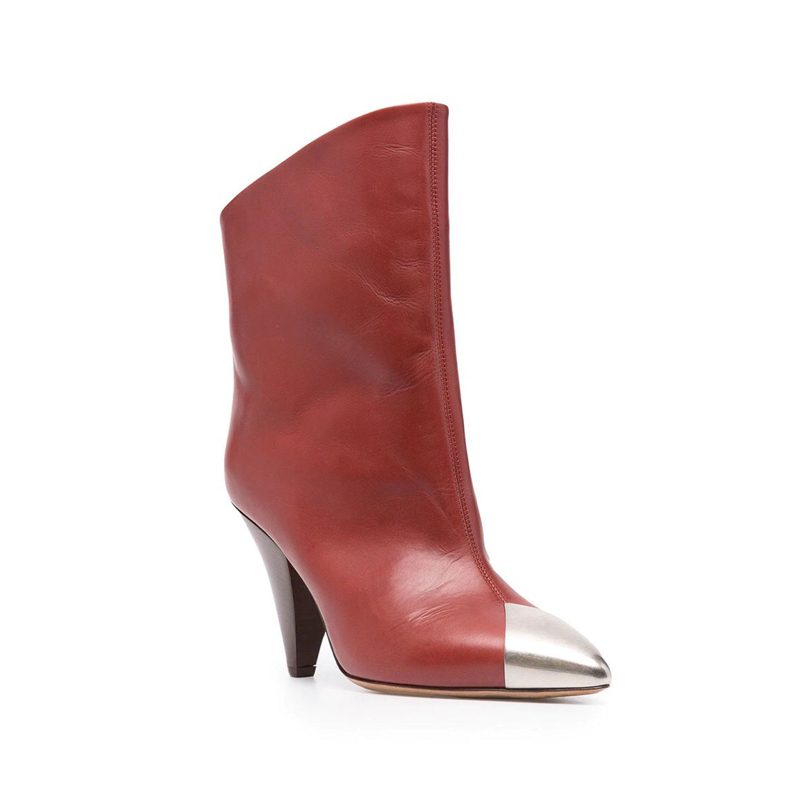 Metal Plated Leather Ankle Boots