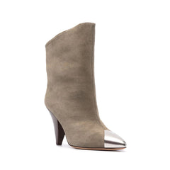 Metal Plated Suede Ankle Boots