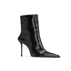 Sequinned Stiletto Heel Ankle Boots - 6cm