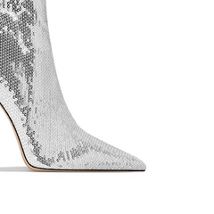 Sequinned Stiletto Heel Ankle Boots - 8cm