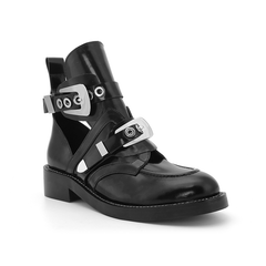 ive - WOMEN-CRUSH Black Cutout Boots - Silver Buck