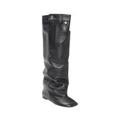 Wedged Heel Leather Ankle Boots