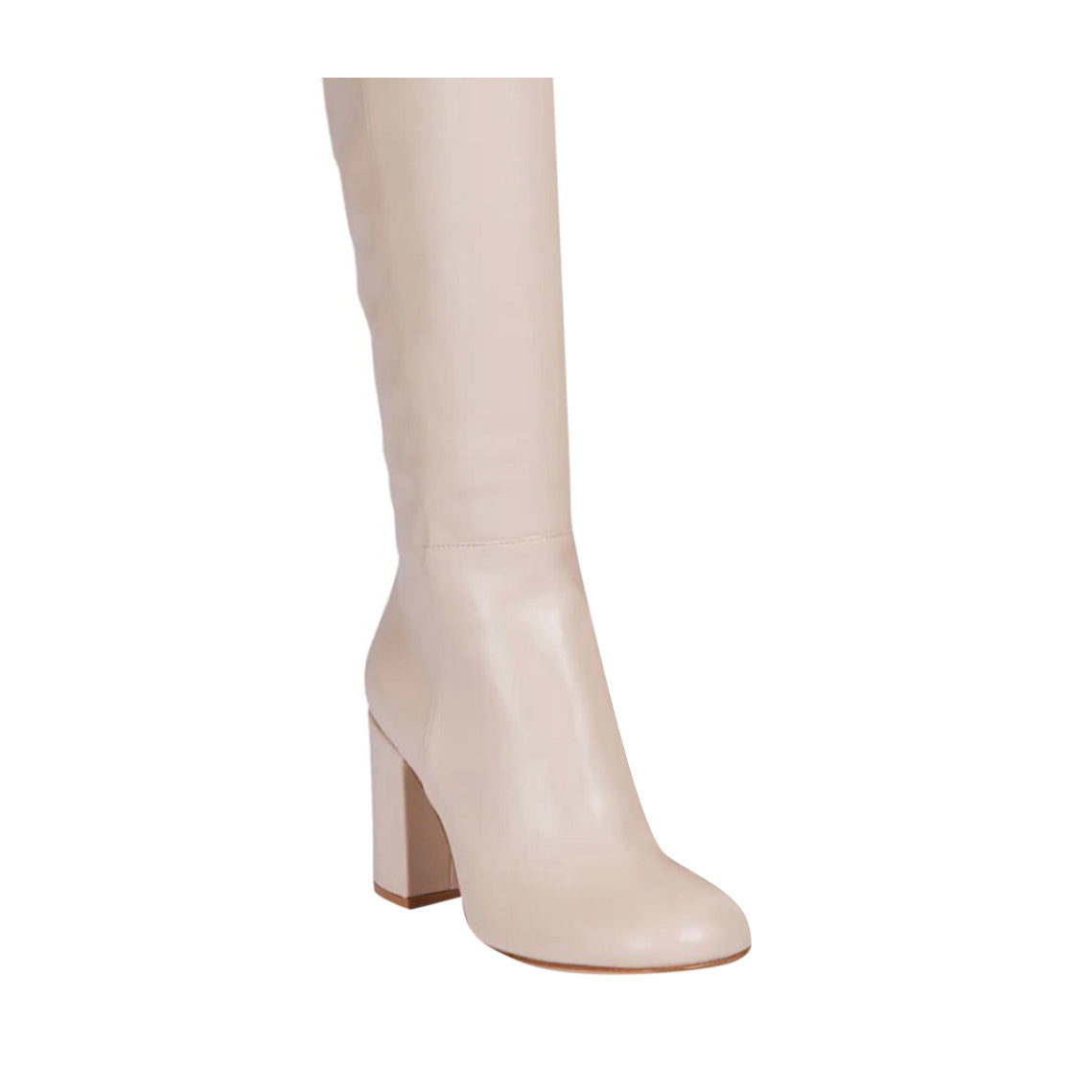 Block Heel Leather Knee High Boots