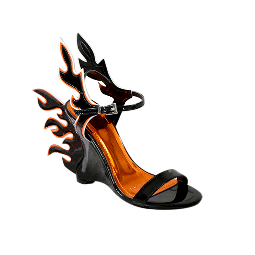 Ankle Strap Wedged Heel Sandals - 10cm