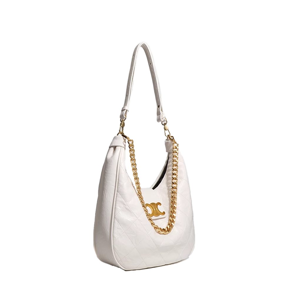 Quilted Metal Lock Cross Body Bag