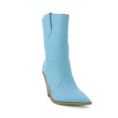 culptured Heel Western Cowboy Ankle Boots