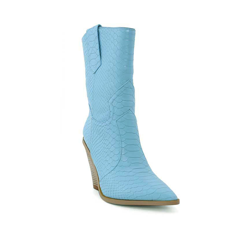 culptured Heel Western Cowboy Ankle Boots