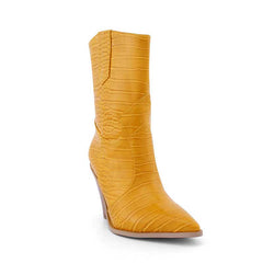 culptured Heel Western Cowboy Ankle Boots