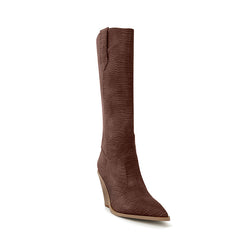 culptured Heel Western Cowboy Knee High Boots