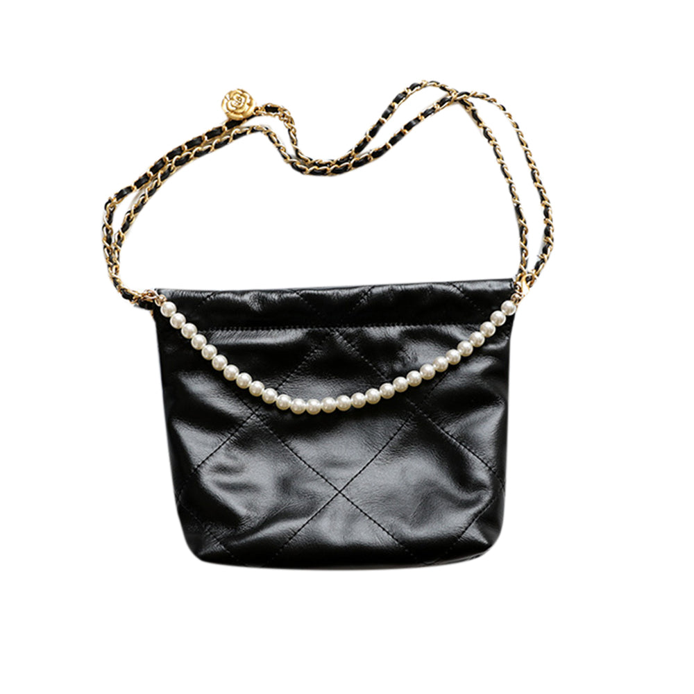 Chain And Pearl Quilted Cross Body Bag