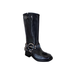Buckled Leather Knee High Boots