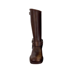 Buckled Leather Knee High Boots