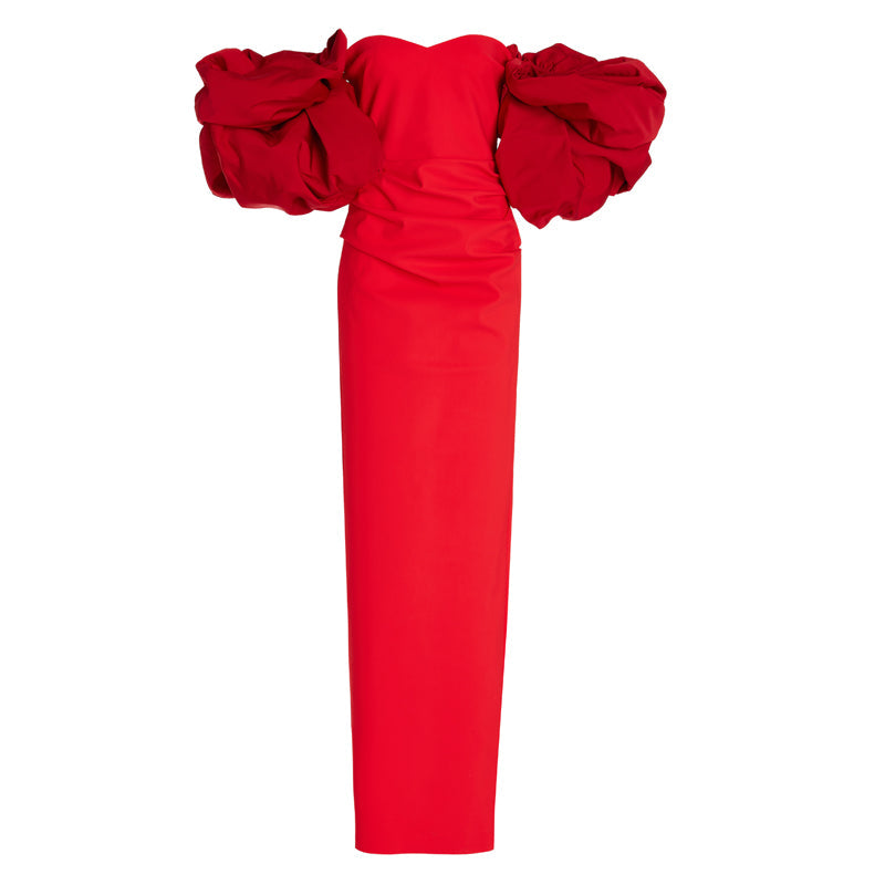 Bell Sleeves Off-Shoulder Evening Dress Gown
