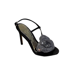 Diamante Flower High Heel Sandals