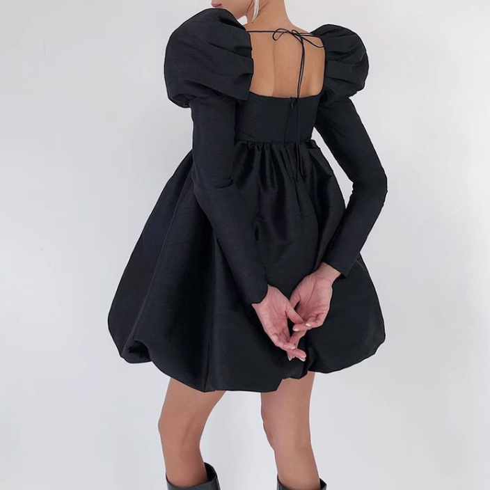 Puff Sleeves Mini Dress