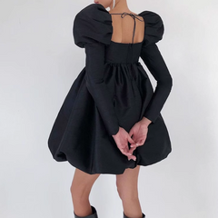 Puff Sleeves Mini Dress