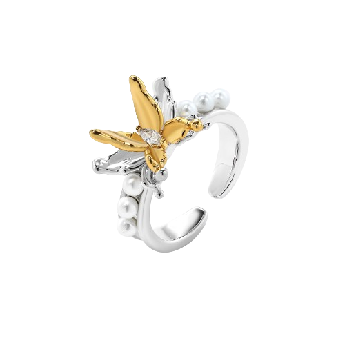 Butterfly And Pearl Ring