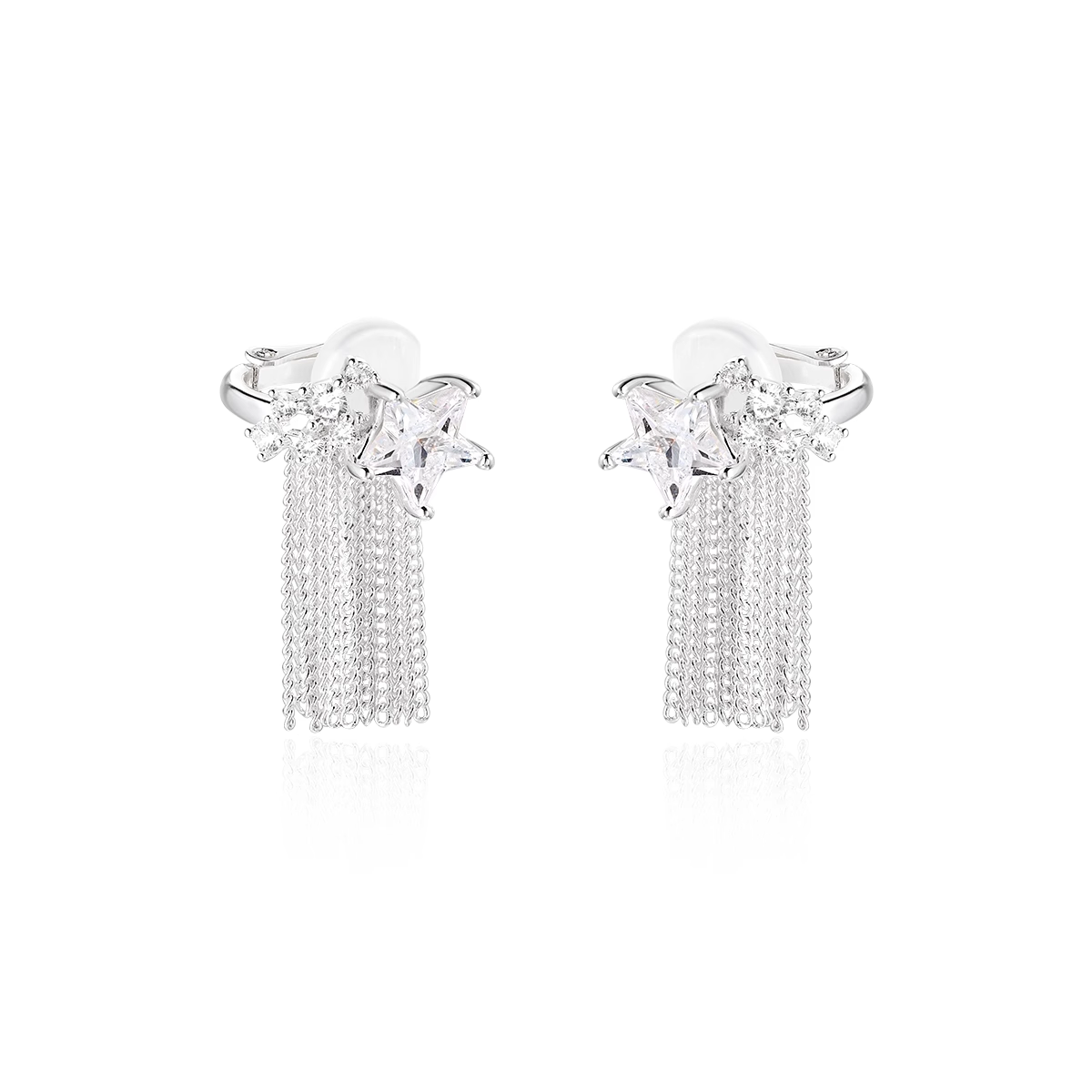 Star And Diamante Fringed Earrings - Pair