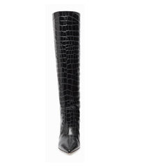 Stiletto Heel Leather Knee High Boots