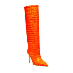 Stiletto Heel Leather Knee High Boots