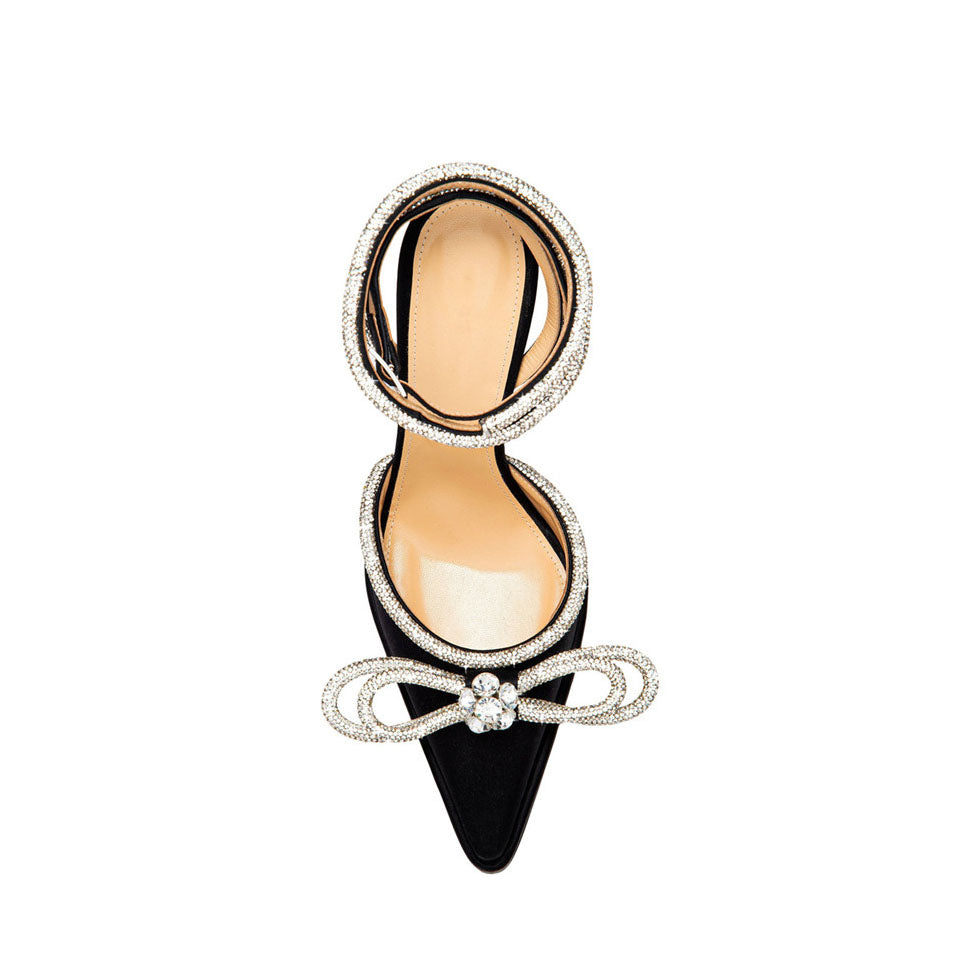 Diamante Bow Ankle Strap Platform Sandals
