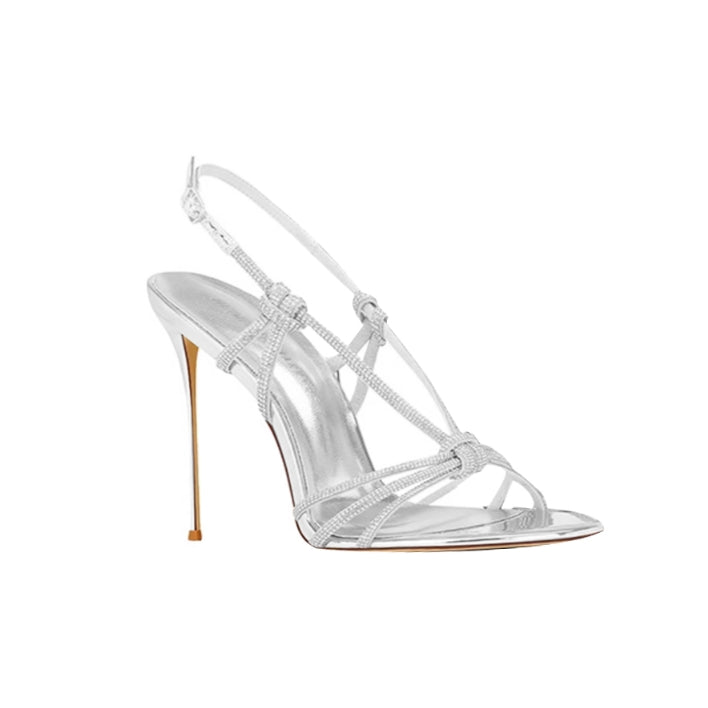 Diamante Mid Heel Sandals - 8cm