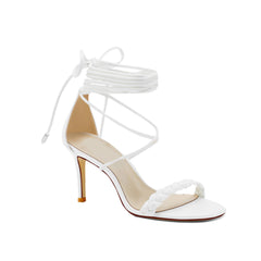 Braided Lace Up Mid Heel Sandals - 6cm