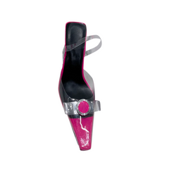 Bow PVC Transparent Heel Sandals - 6cm